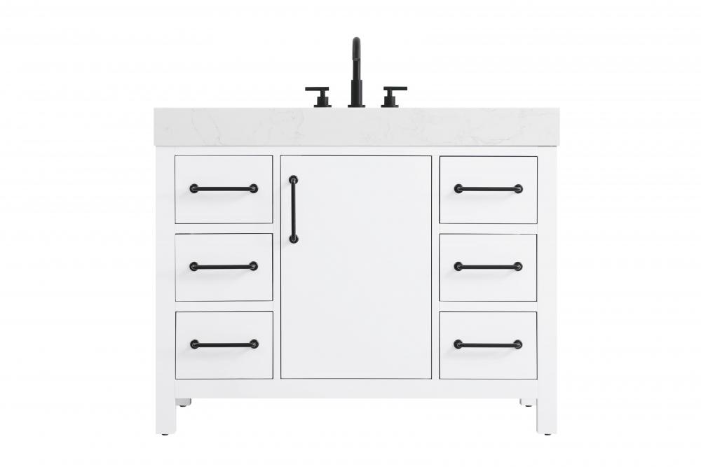 Vanity Cabinet 1DR 6DW 42"W x 22"D x 34"H White