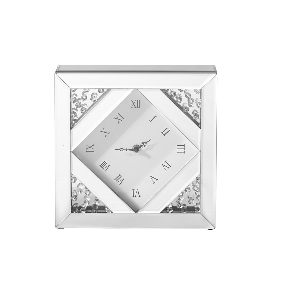 Sparkle 10 in. Contemporary Crystal Square Table clock in Clear