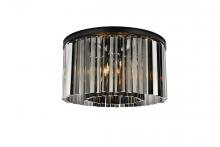 Elegant 1208F26MB-SS/RC - Sydney 8 Light Matte Black Flush Mount Silver Shade (Grey) Royal Cut Crystal