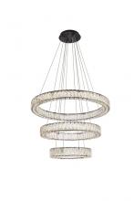 Elegant 3503G3LBK - Monroe 32 Inch LED Triple Ring Chandelier in Black