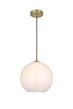 Elegant LD2225SG - Baxter 12 inch Pendant Frosted White Shade in Satin Gold