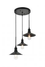 Elegant LD4033D20BK - Etude 3 Light Black Pendant