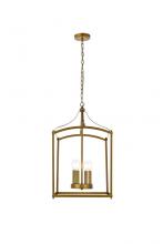 Elegant LD7070D15BR - Janet 4 Lights Pendant in Brass