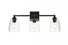 Elegant LD7307W24BLK - Gianni 3 Light Black and Clear Bath Sconce