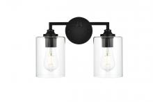 Elegant LD7315W14BLK - Mayson 2 Light Black and Clear Bath Sconce