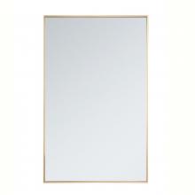 Elegant MR43048BR - Metal Frame Rectangle Mirror 30 Inch in Brass