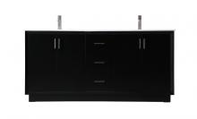 Elegant VF19672DBK - 72 Inch Double Bathroom Vanity in Black