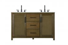 Elegant VF29554DHO - 54 Inch Double Bathroom Vanity In Hazel Oak