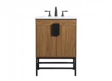 Elegant VF48824WB - 24 Inch Single Bathroom Vanity in Walnut Brown