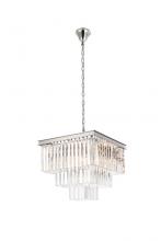 Elegant 1201S22PN/RC - Sydney 21.5 Inch Square Crystal Chandelier in Polished Nickel