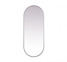 Elegant MR2A2460SIL - Metal Frame Oval Mirror 24x60 Inch in Silver