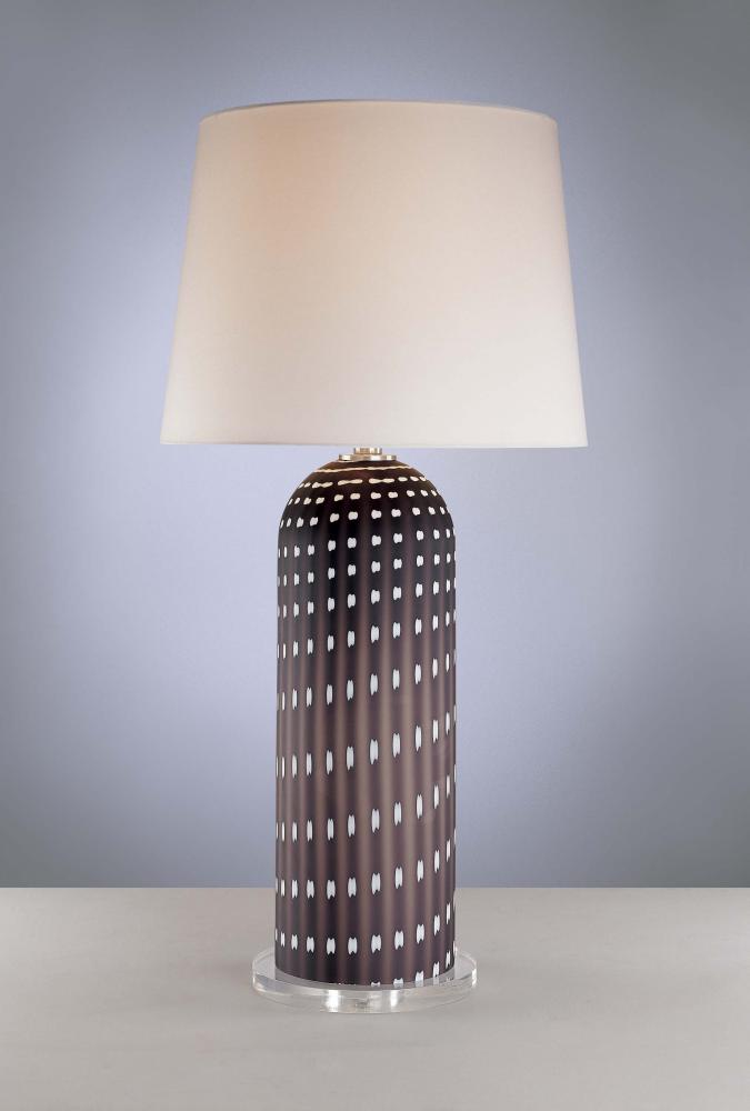 One Light Brushed Nickel Cappuccino Glass Table Lamp