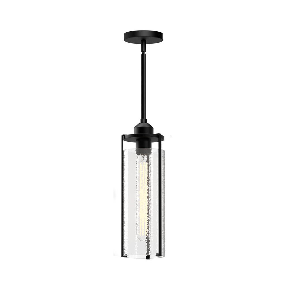 Belmont 7-in Clear Water Glass/Matte Black 3 Lights Pendant