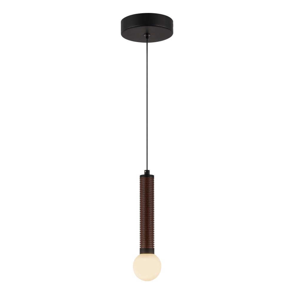 Arden 9-in Matte Black/Opal Glass LED Pendant