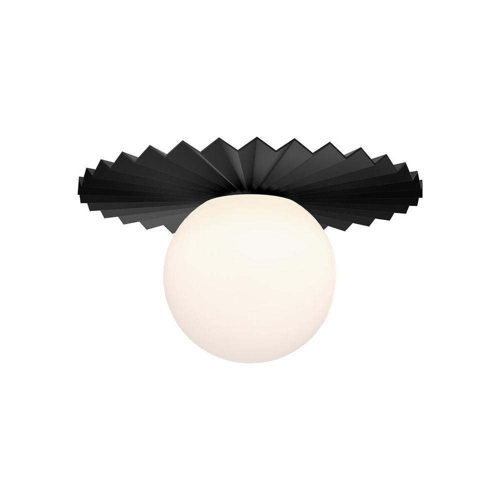 Plume 12-in Matte Black/Opal Matte Glass 1 Light Flush Mount