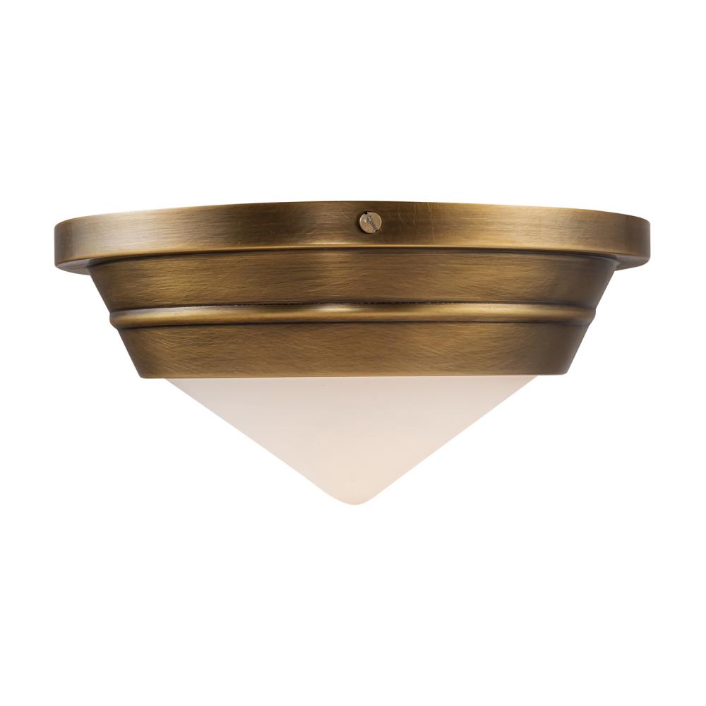 Willard 10-in Vintage Brass/Opal Matte Glass 1 Light Flush Mount