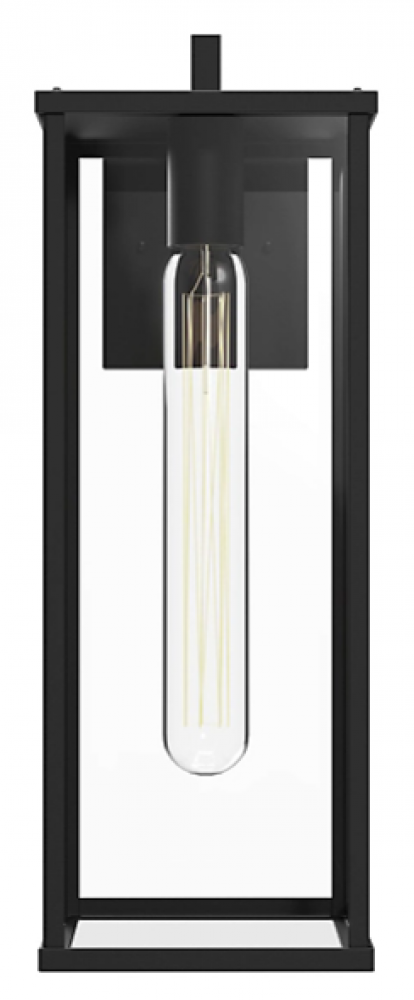 Brentwood 17-in Clear Glass/Textured Black 1 Light Exterior Wall Sconce