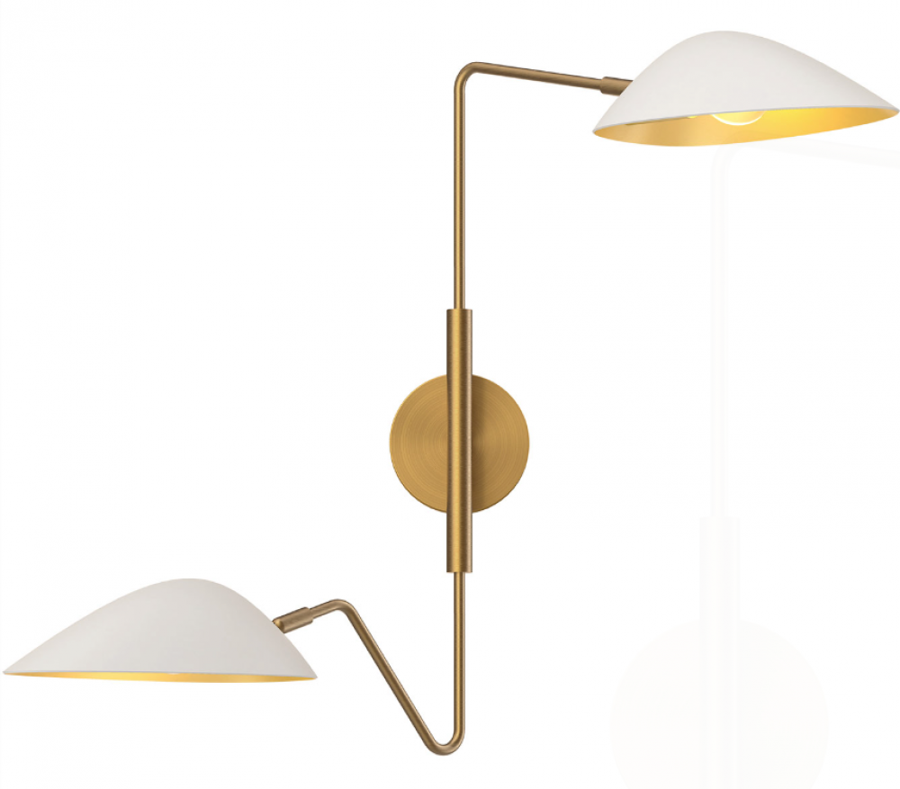 Oscar 6-in Aged Gold/White 2 Lights Wall/Vanity