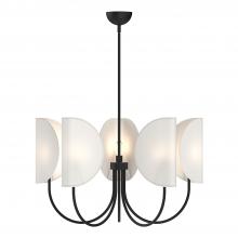 Alora Lighting CH450732MBCW - Seno 32-in Matte Black/White Cotton Fabric 5 Lights Chandeliers