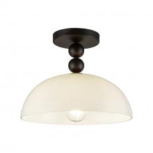 Alora Lighting SF459012MBGO - Paisley 12-in Matte Black/Glossy Opal Glass Socket Semi-Flush Mount