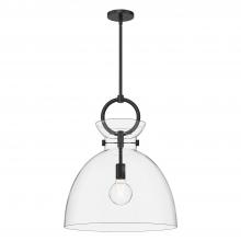 Alora Lighting PD411818MBCL - Waldo 18-in Matte Black/Clear Glass 1 Light Pendant