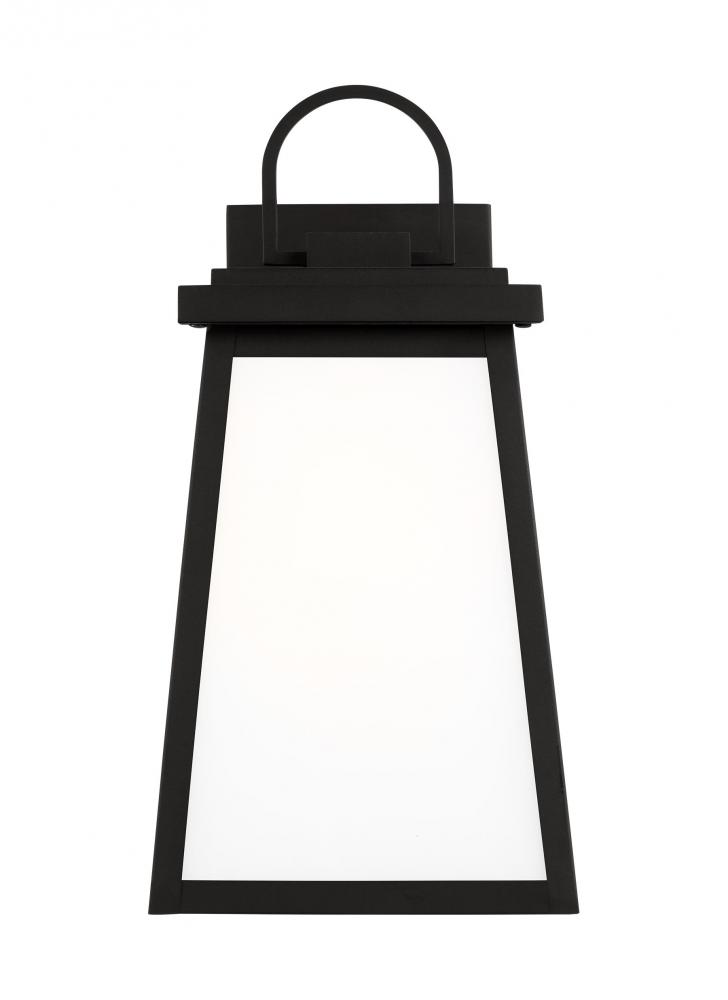 1-light LED outdoor exterior medium wall lantern sconce in black finish with clear g