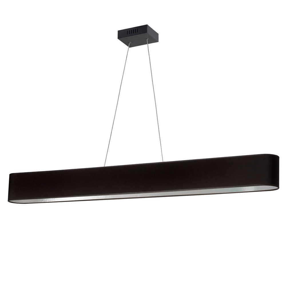 30W Horizontal Matte Black Pendant with Black/Silver Shade