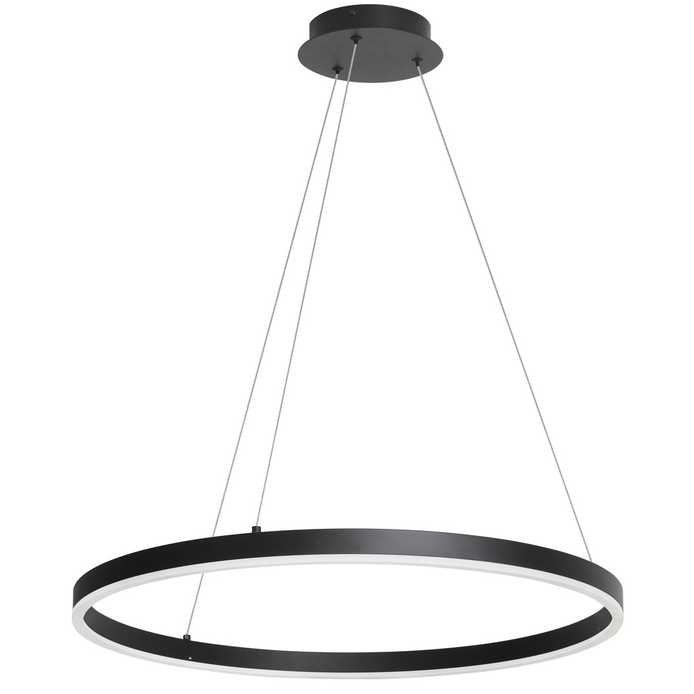 34W Chandelier, Matte Black with White Acrylic Diffuser