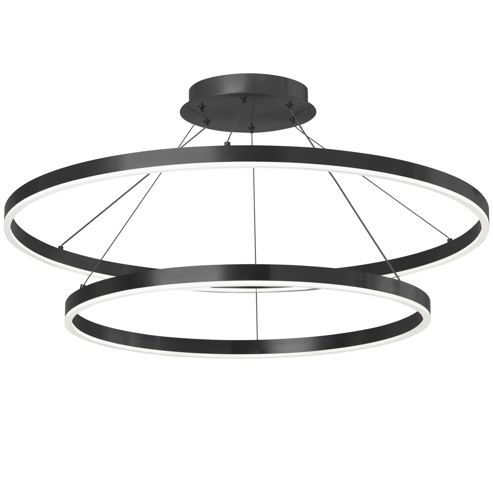 97W Chandelier, Matte Black with White Acrylic Diffuser