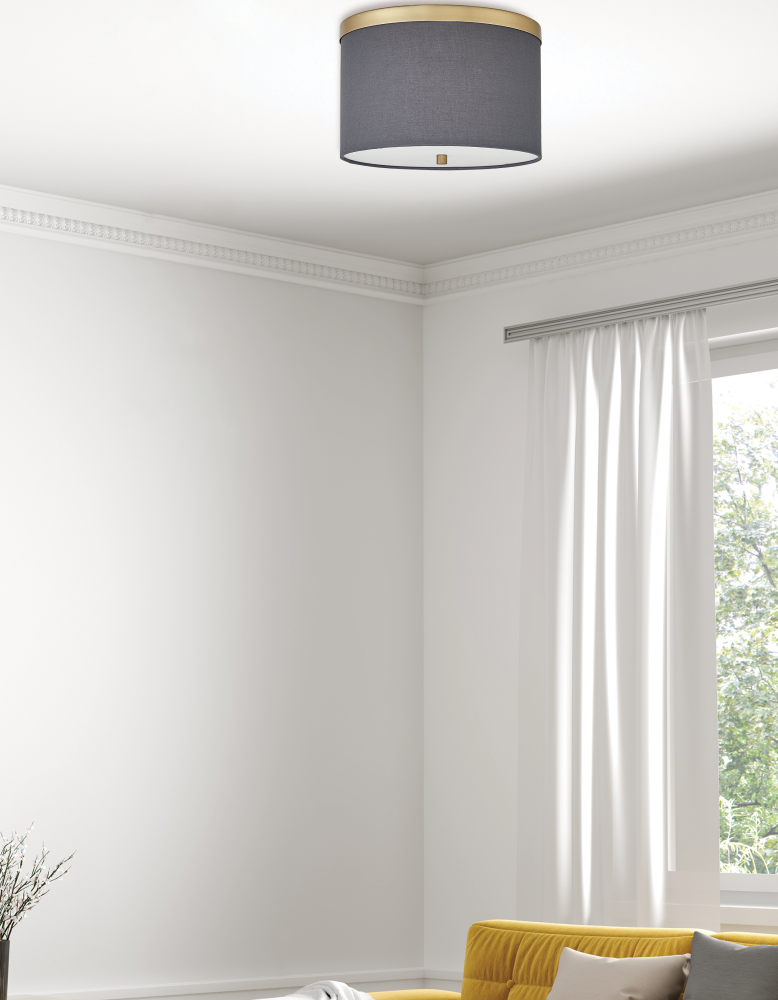 2 Light Flush Mount Matte Black with Black Shade