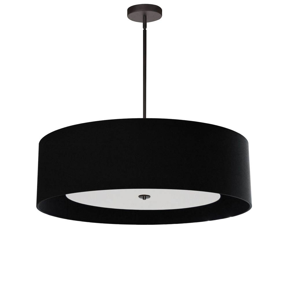 4LT Incan Pendant, MB, BK Shade w/ WH Diffuser