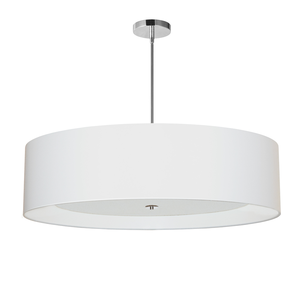 4 Light Polished Chrome Helena Pendant w/ White Shade and White Fabric Diffuser