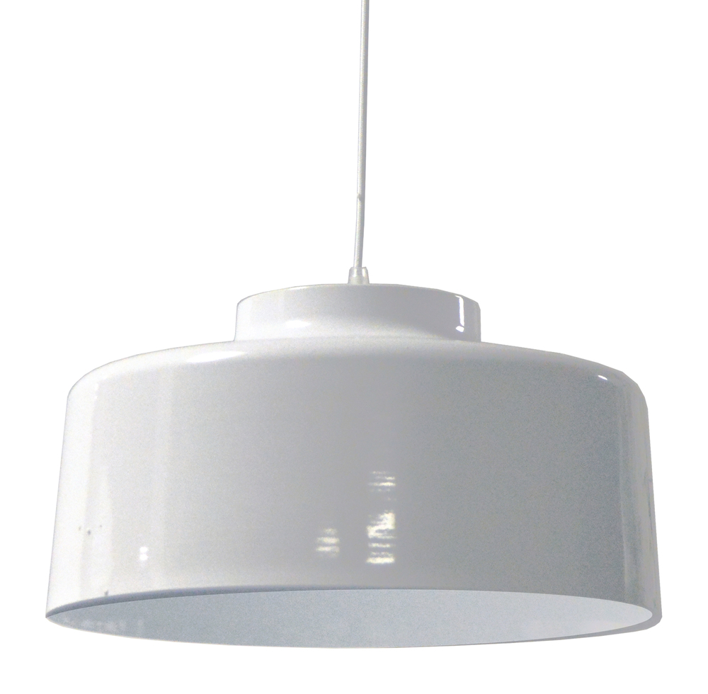 1 Light Metal Pendant, White Finish