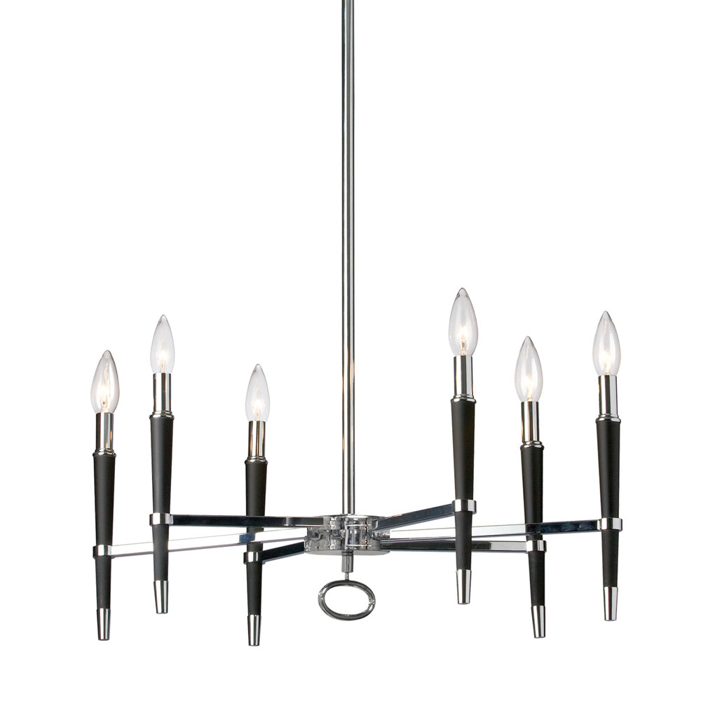 6LT Incandescent Chandelier, PC Finish