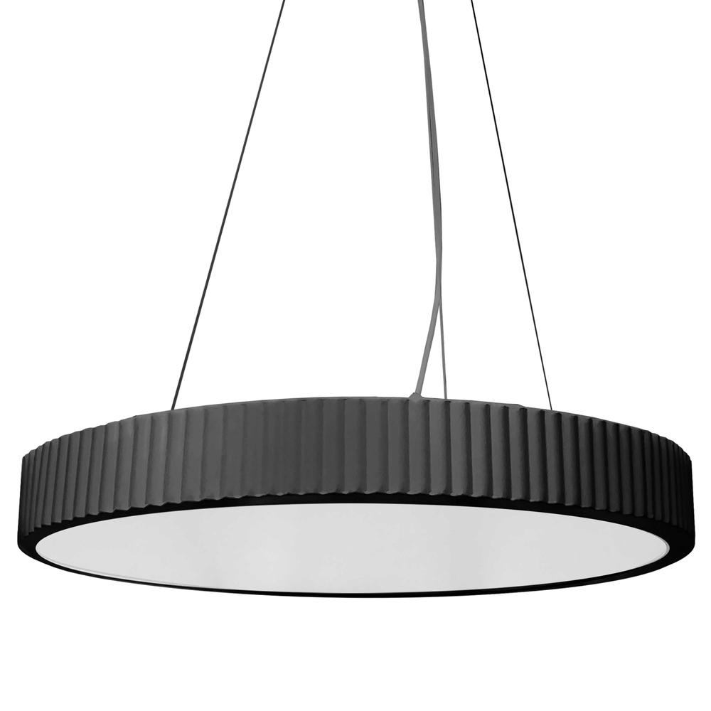 42W LED Pendant, Matte Black with White Acrylic Diffuser