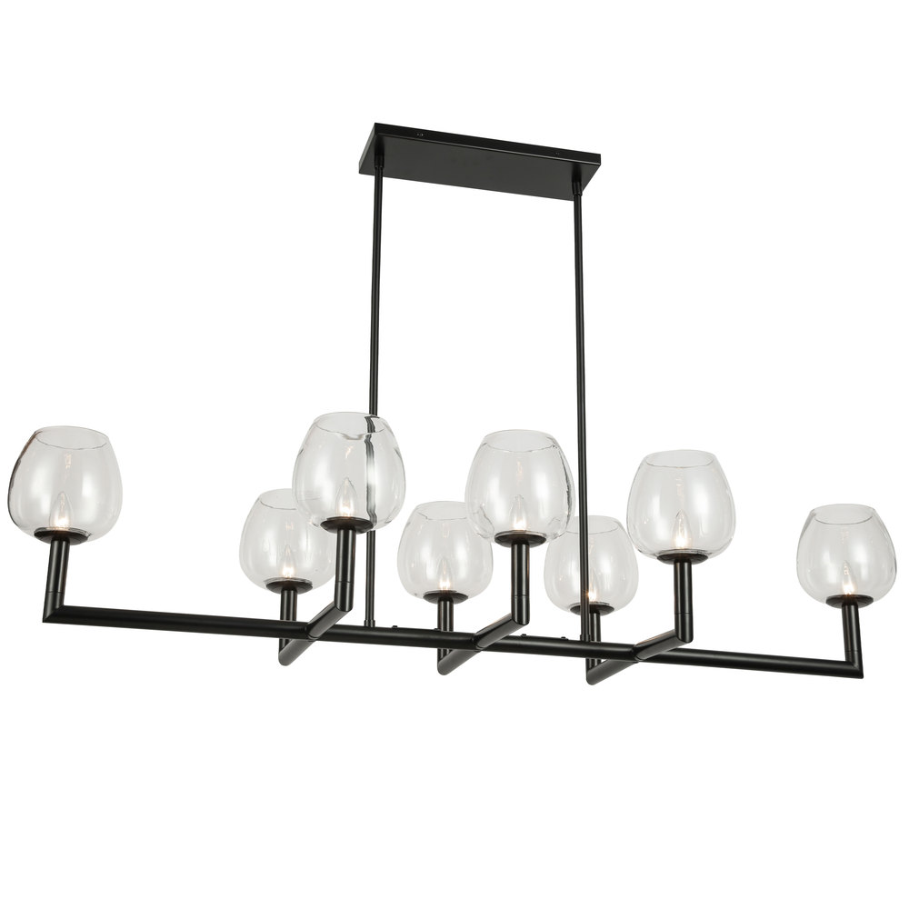 8LT Horiz Chandelier,  MB w/ CLR Glas