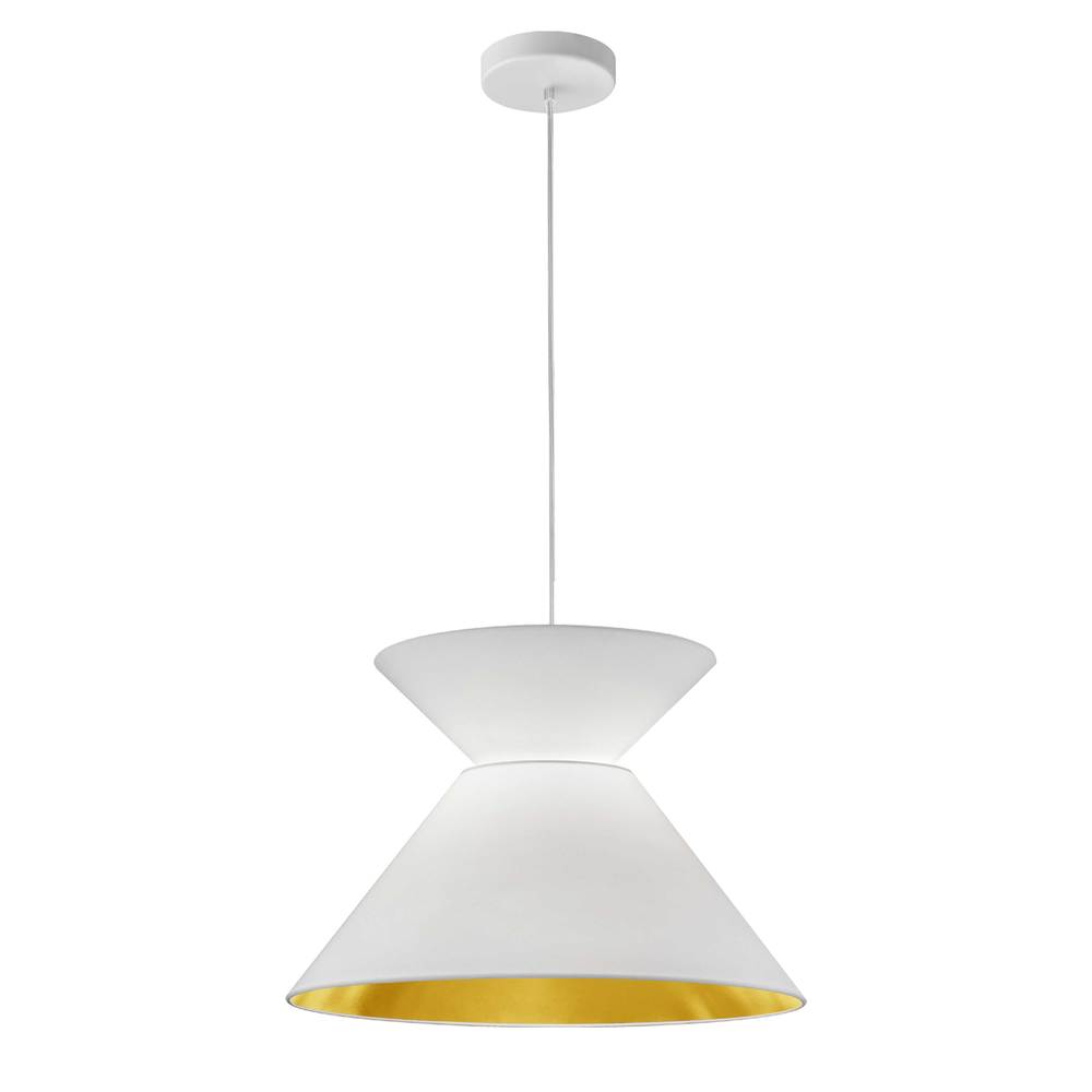 1 Light Patricia Pendant, White with White/Gold Shade