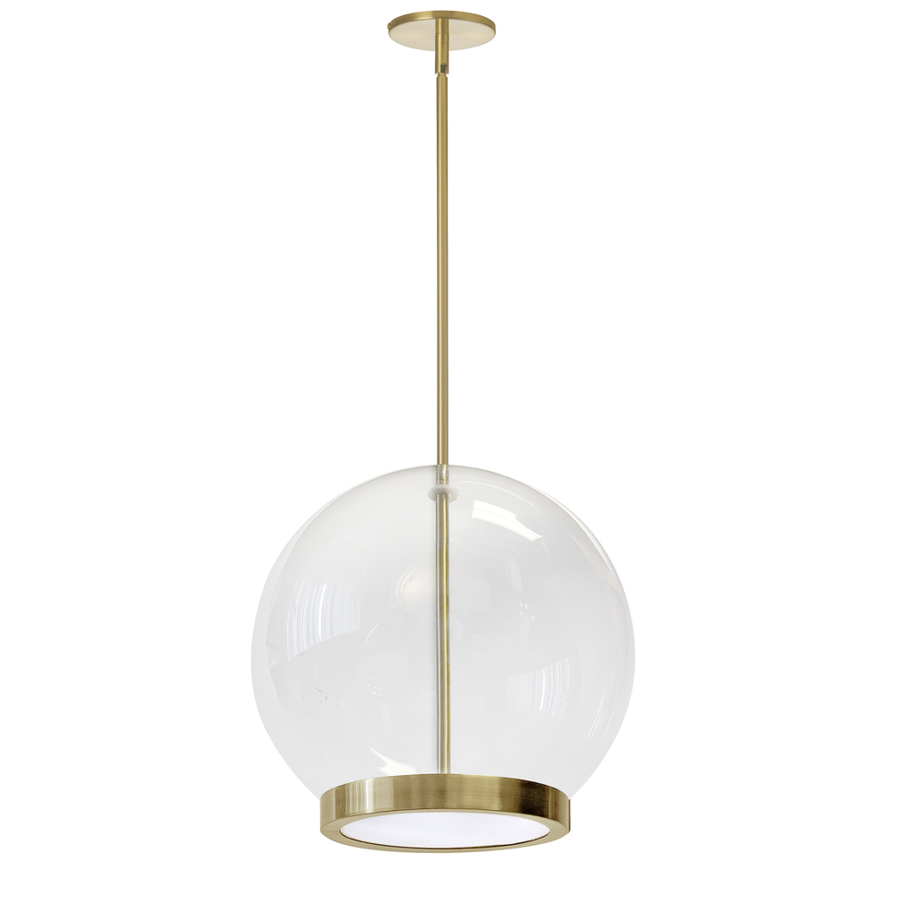 15W Pendant, Aged Brass with Clear Glass