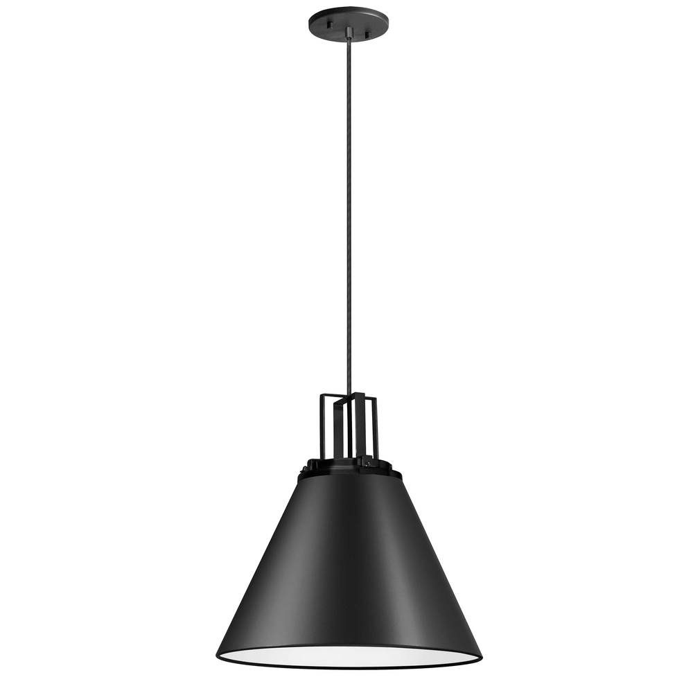 1 Light Incandescent Pendant, Matte Black