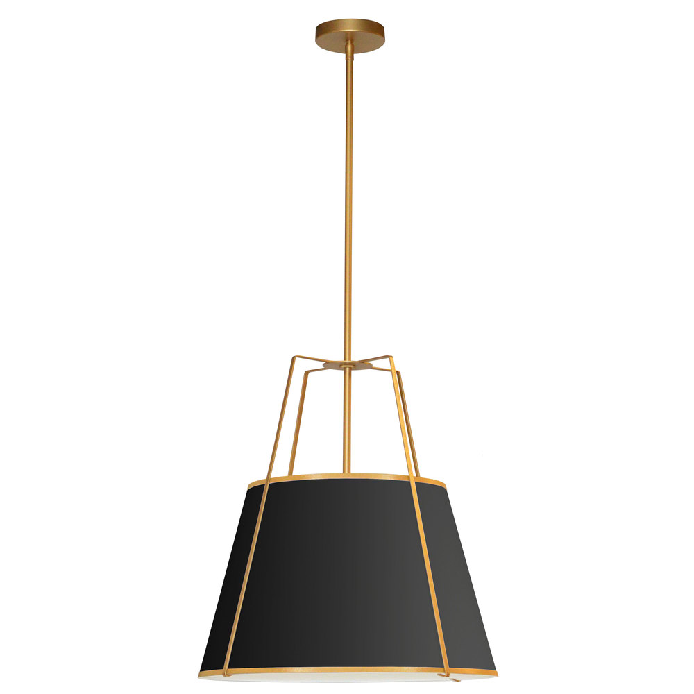 3LT Trapezoid Pendant GLD/BK Shade w/790Diff