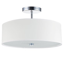 Dainolite 571-143SF-PC-WH - 3 Light Incandescent Semi Flush Polished Chrome Finish with White Shade