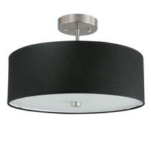 Dainolite 571-143SF-SC-BK - 3 Light Incandescent Semi Flush Satin Chrome Finish with Black Shade