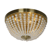 Dainolite DAW-143FH-AGB-WH - 3 Light Incandescent Flush Mount Aged Brass Finish with Pearls