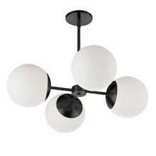 Dainolite DAY-244C-MB - 4LT Chandelier,  MB w/ WH Opal Glass