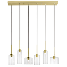 Dainolite IC-286P-AGB - 6 Light Halogen Horizontal Pendant, Aged Brass with Clear Glass