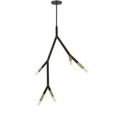 Dainolite MOR-125P-MB-AGB - 5 Light Incandescent Pendant in Matte Black / Aged Brass