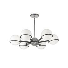 Dainolite SOF-286C-MB-PC - 6 Light Halogen Chandelier, Matte Black / Polished Chrome with White Opal Glass