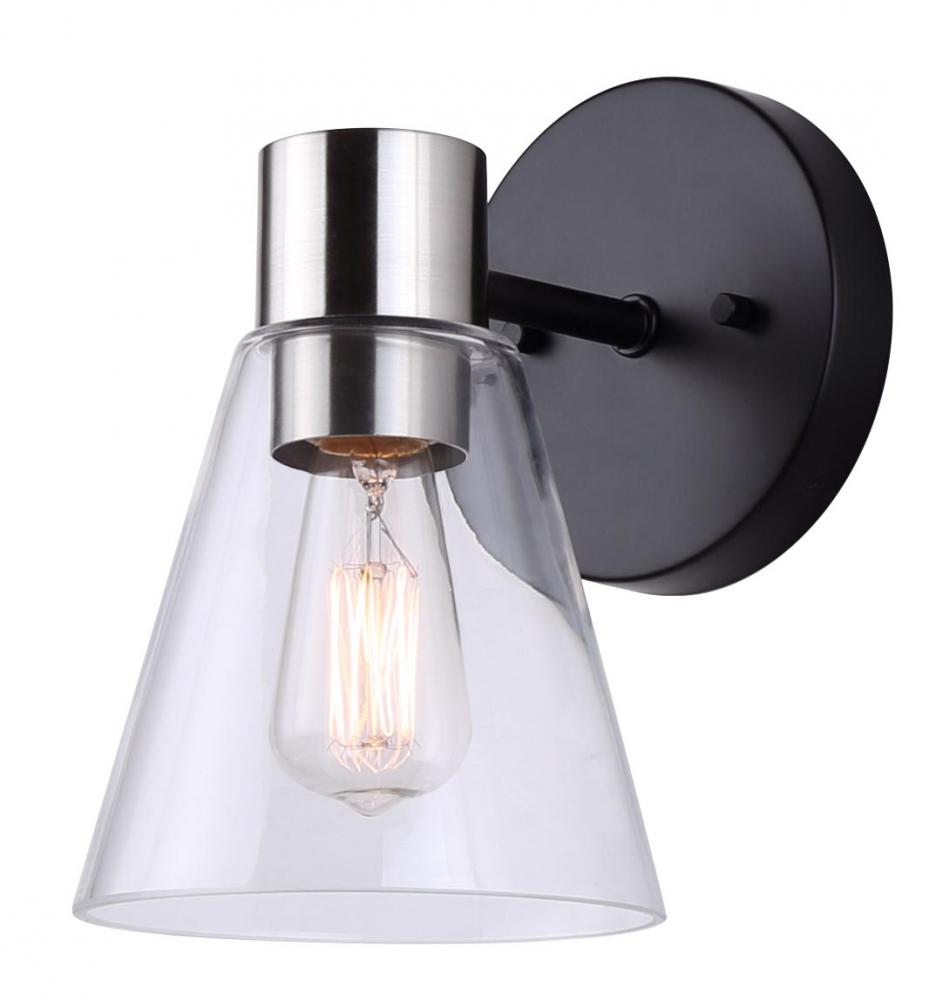 Davina 5.5 in. 1 Light Matte Black Sconce with Clear Glass Shade