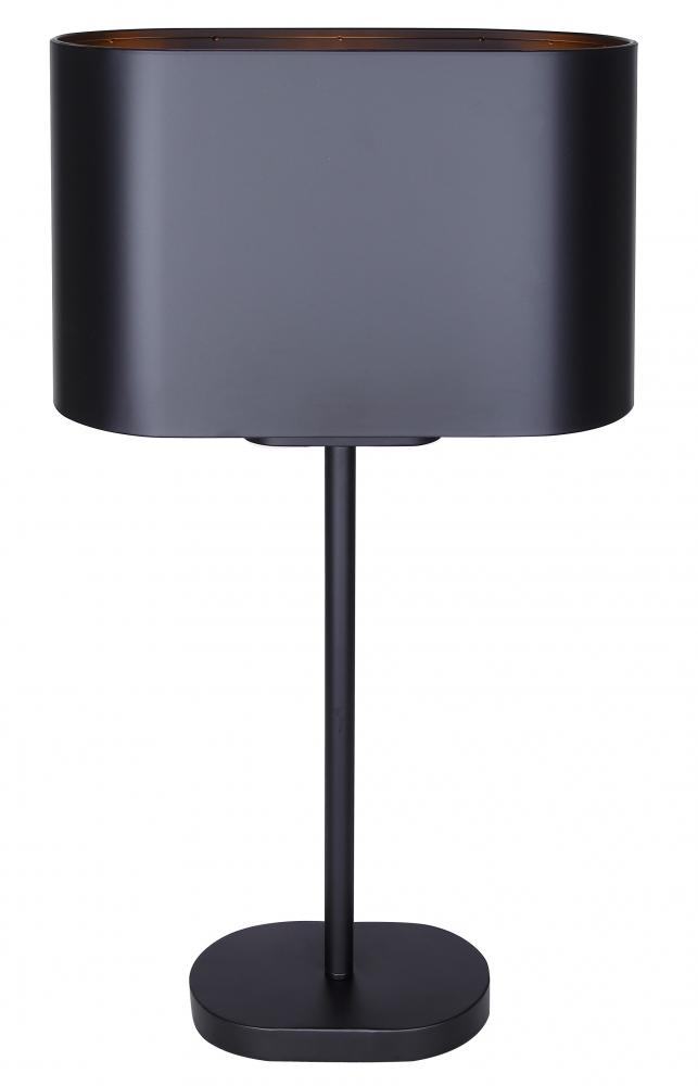 Kov 1 Light Table Lamp with Matte Black Finish and Matte Black Shade