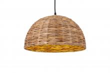 Canarm IPL2082B01NA - KAIA 40-Watt 1 Light Natural Asian Inspired Pendant with Natural Seagrass Shade